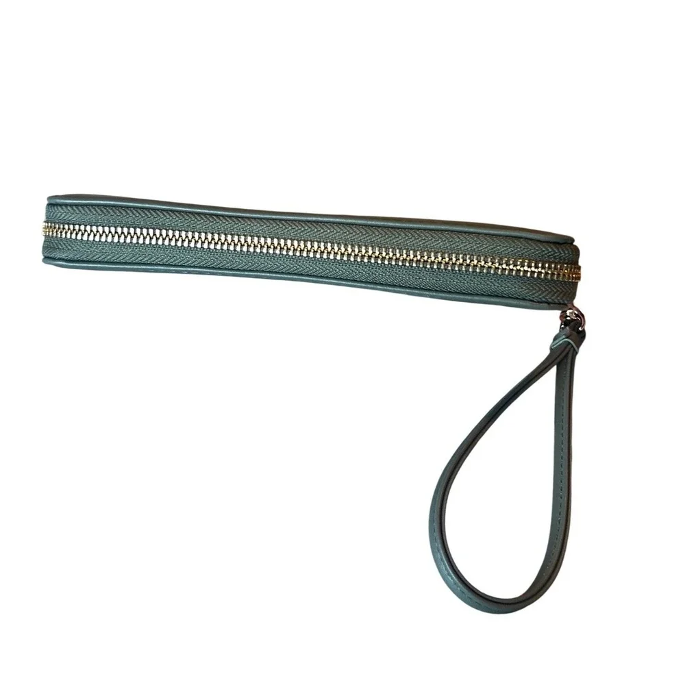 A New Day Women's Zip Around‎ Wristlet Wallet Green Organizer Clutch